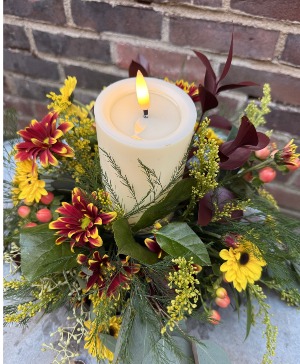 Fall Centerpiece with Flameless Candle Fall Centerpiece