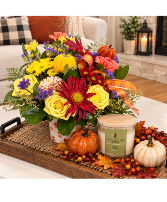 Fall Cheerful Arrangement With Candle 