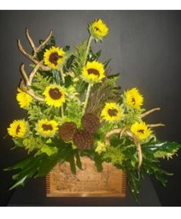 fall deer arrangement funeral flower in Coon Valley, WI | CHANCES ARE FLORAL AND GIFTS