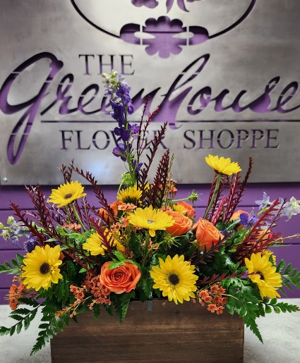 Fall  wooden box designer choice center piece 
