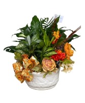 Fall Dish Garden with Silk Flowers 