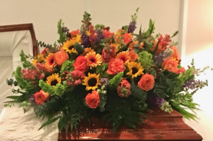 Fall Embrace 1/2 couch casket spray