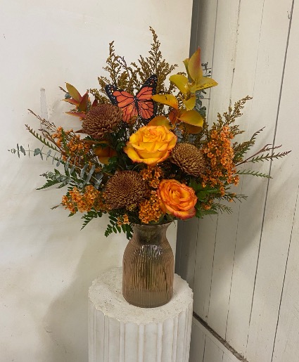 Fall Fire Fresh Vase Arrangement 