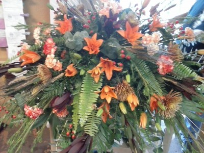 Fall Flair Tribute Casket spray