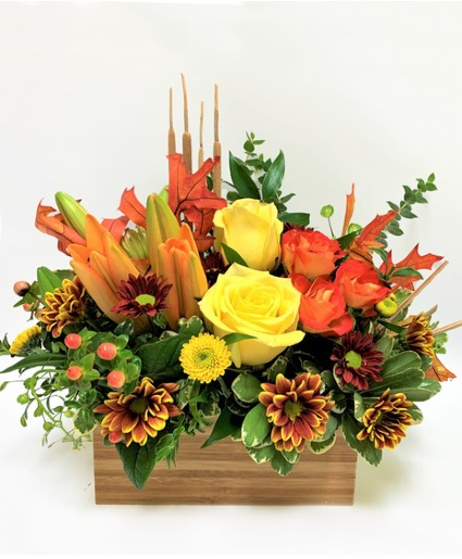 FALL FLOWER BOX Wooden Box of blooms