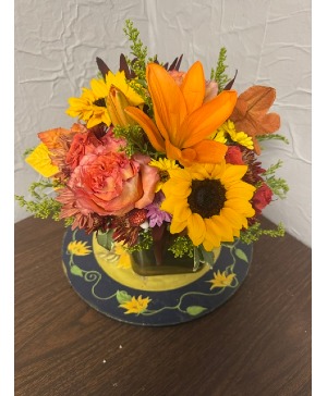 Fall flowers cube cube vase
