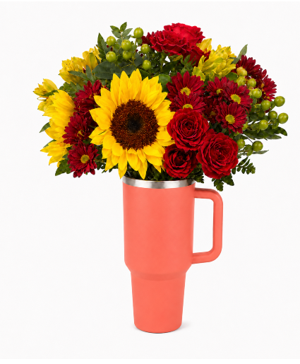 Fall Harvest Tumbler Blooms Vase arrangement