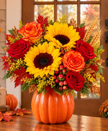 Fall In Love Pumpkin Call Us for Faster Service & Daily Specials: (915) 303-8500 Text Us to Order Anytime: (915) 505-3708 Your trusted source for Flowers & Delivery in El Paso TX 