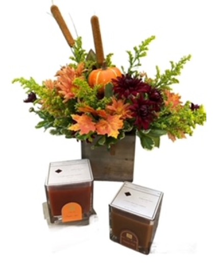 Fall is in the Air Fall Arrg with a fall candle