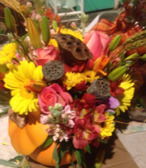 Fall Majesty pumpkin filled Flowers