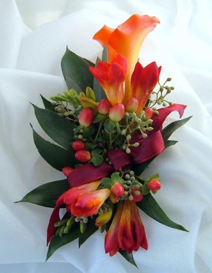Fall Mini Calla Lily Corsage Mini Calla with accents