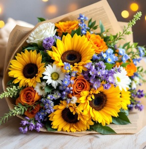 Designer's Choice Paper Wrapped Graduation Bouquet Loose Flowers Wrapped