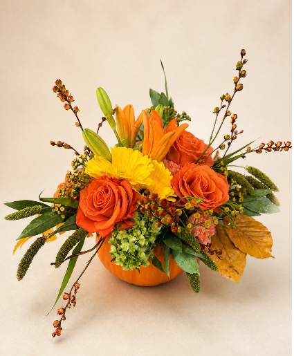Fall pumpkin arrangement Orange Ceramic Pumpkin