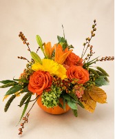 Fall Pumpkin Arrangement  Orange ceramic pumpkin 
