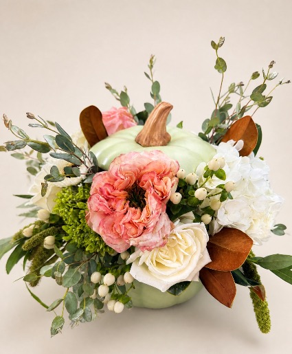 Fall Pumpkin Arrangement  Sage Green ceramic pumpkin