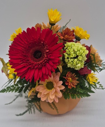 Fall Pumpkin Floral Bouquet in Presque Isle, ME | COOK FLORIST, INC.