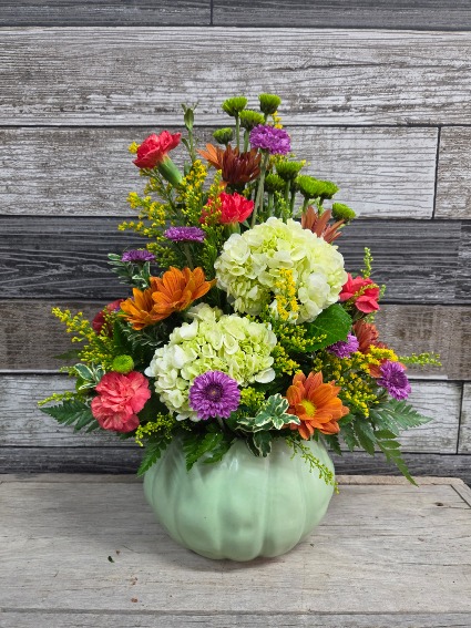 Fall pumpkin  Fresh Flower Arrangement 