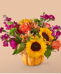 Autumn Pumpkin with Sunflowers 