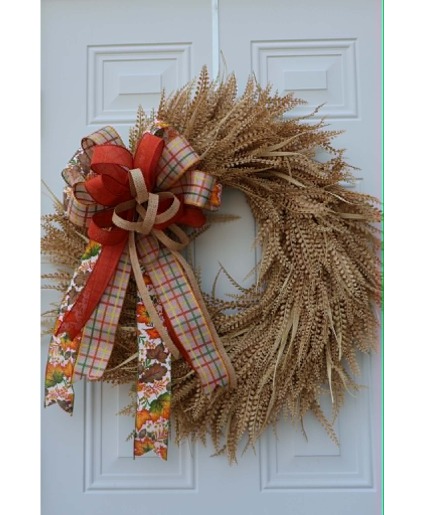 Fall round bead grass wreath  Wreath 