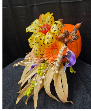 Fall Silk Flower Pumpkin Arrangement Kim's Originals