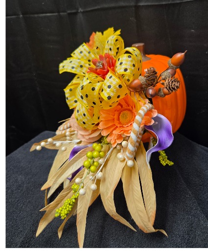 Fall Silk Flower Pumpkin Arrangement Kim's Originals