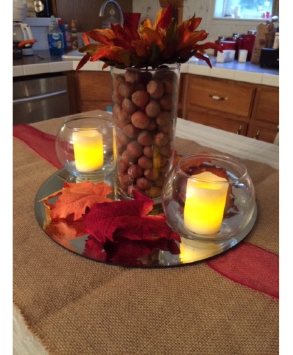 Fall Sunflowers and Chestnut centerpiece