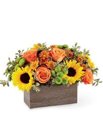 FALL WOODEN BOX ARRANGEMENT FALL/THANKSGIVING