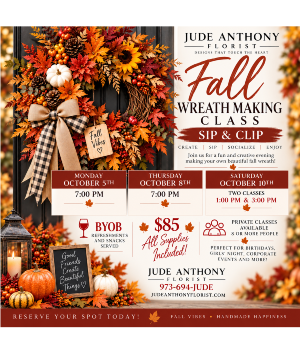 Fall Wreath Making Class  Sip & Clip