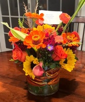 Fall Zinnia arrangement Fall seasonal arrangement