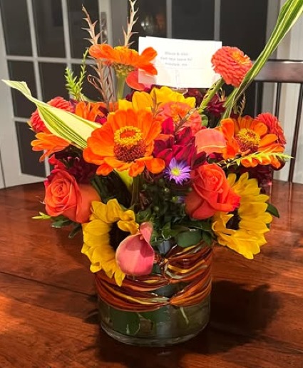 Fall Zinnia arrangement Fall seasonal arrangement
