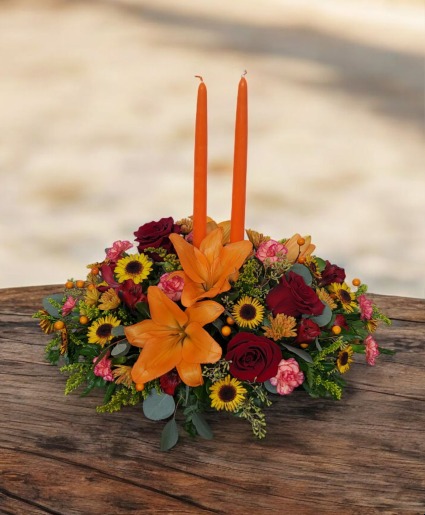 Family Tidings Bouquet FHF-F0820 Floral Centerpiece with Candles