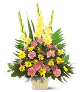 Fan Shape in Mâché Funeral Arrangement