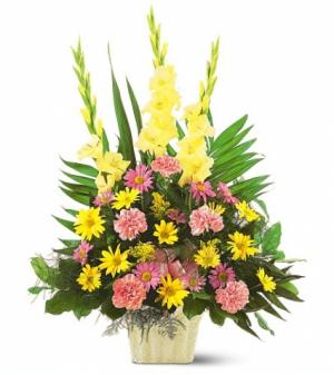 Fan Shape in Mâché Funeral Arrangement