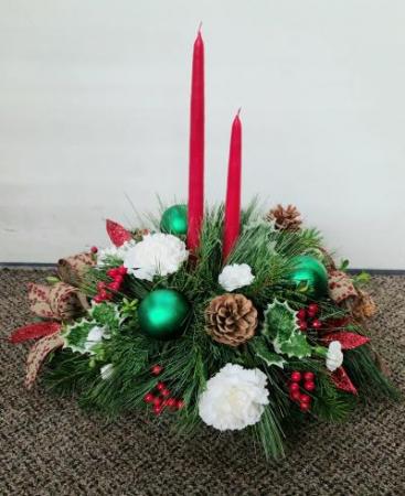 Fanciful Twin Candle FHF-C67 Fresh Flower Arrangement (Local Delivery Only)