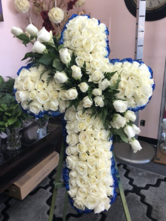 Farewell Angel HUGE Funeral CROSS in Whittier, CA | Rosemantico Flowers