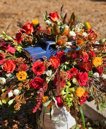 Farm Truck Casket Arrangement Sympathy Casket Sprays