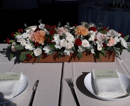 farmhouse box centerpiece