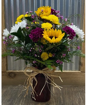 Fashionista Blossoms Florals in mason jar vase