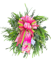 FAUX MIXED GREENERY WREATH W/ PREMIUM BOW- 30 IN. SILK WREATH WITH BOW 
