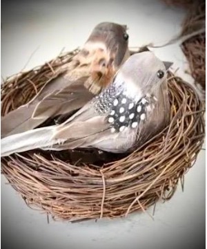 faux nest and bird  