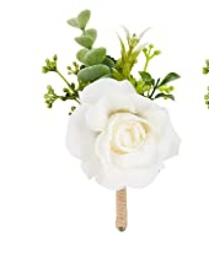 FAUX White Rose Boutonierre  