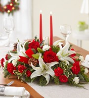 Favorite Holiday Centerpiece Best for Holiday Entertaining, White or Red Candles