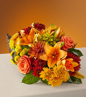 Feast of Colour Cornucopia Vased Arrangement
