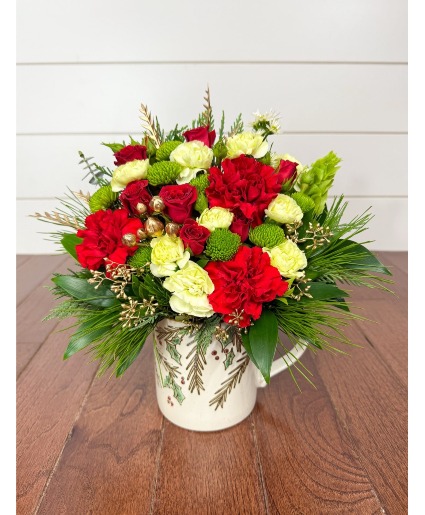 Festive Cheer Floral Mug Arrangement