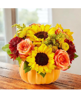 Festive Fall Pumpkin Bqt Floral Keepsake