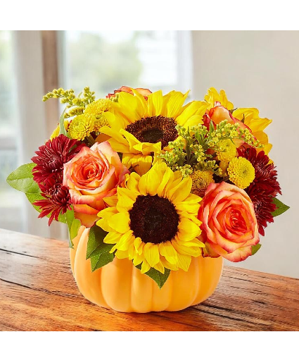 Festive Fall Pumpkin Bqt Floral Keepsake
