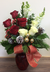  Festive Roses  Christmas Arrangement 