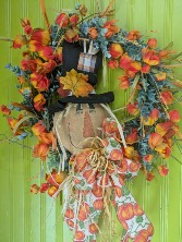 Festive Scarecrow Wreath 14" Silk Fall Wreath