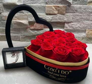 Find Your Love 16 Preserved Roses with Necklace in Katy, TX | KD'S FLORIST & GIFTS