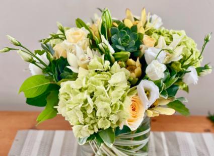 Fiori Creme Cylinder Glass Vase